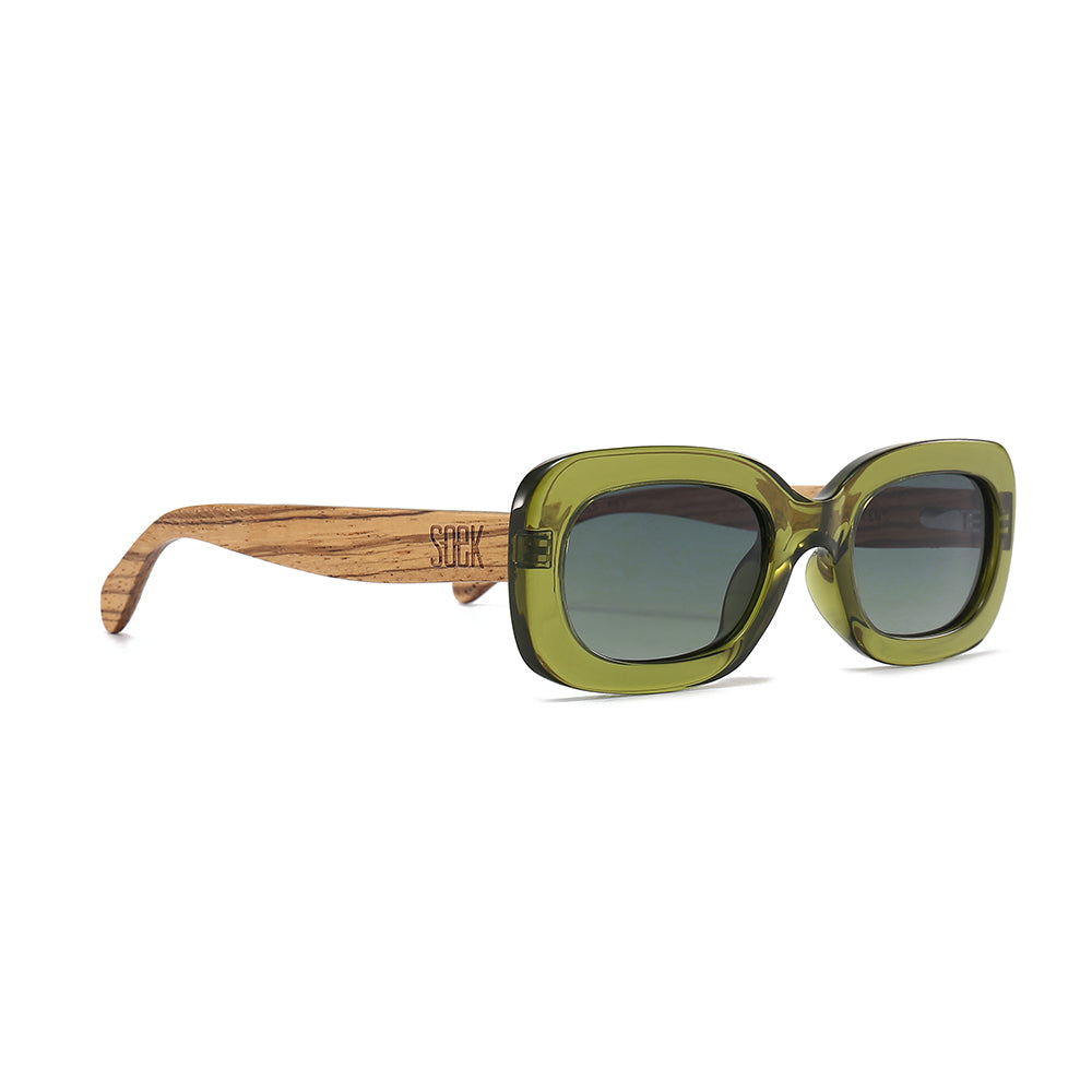 VIBE MOSS l Khaki Green Frame l Black Polarised Lens l White Maple Arms